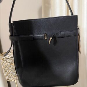 Elegant Margot Black Leather Shoulder Bag NWT